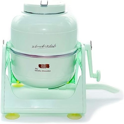 WonderWash Portable Washing Machine for Apartment & Tiny Spaces - Manual Hand Clothes Washer with Retro Design - Clean Laundry Anywhere with Our Countertop, Non-Electric, Small Washer - Mint Green