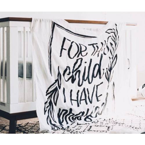 For This Child I Have Prayed - Muslin Baby Swaddle Blanket - Bamboo & Organic Cotton - CPSC and GOTS- Bible Verse Swaddle - 47 in x 47 in