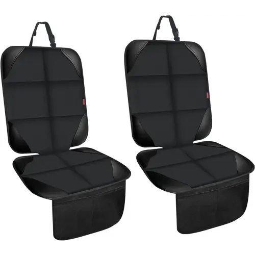 Car Seat Protectors for Child Car Seats,2 Pack Leather Seats Protectors with Non-Slip Bottom Large Mesh Pockets,Waterproof Leather and Fabric Car Seats for SUV, Sedan, Trunk