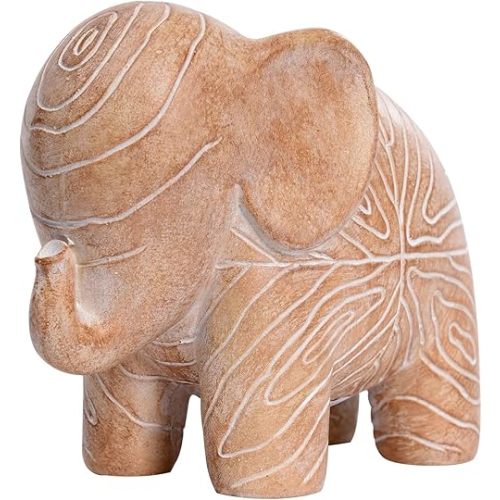 Elephant Statue, African Animal Decor, Wooden Elephant Gift for Women, Boho Decor for Living Room, Shelf, Office(1Pack, Small )