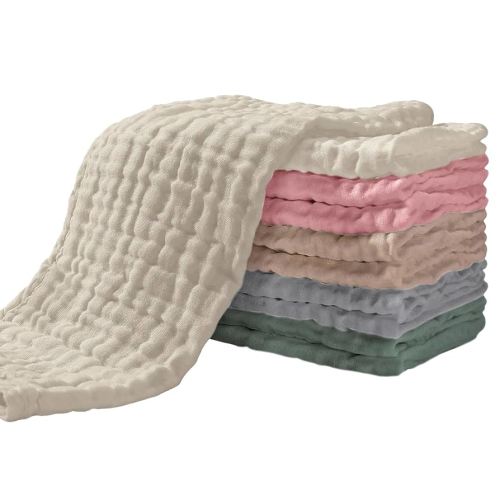 Yoofoss Muslin Burp Cloths for Baby 10 Pack 100% Cotton Baby Washcloths for Boys Girls Large 20''X10'' Super Soft and Absorbent