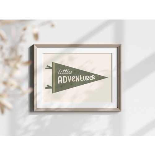 Little Adventurer Printable Wall Art, Pennant Flag, Outdoorsy Vintage Decor, Kids Room, Playroom Decor Banner, Nursery Art, Digital Download