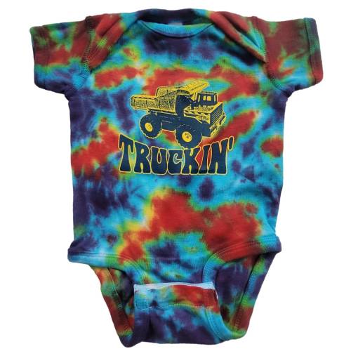 Truckin tie-dyed infant one piece romper - gift for Grateful Dead fans