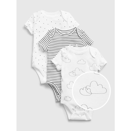 Baby 100% Organic Cotton First Favorite Bodysuit (3-Pack) in white
