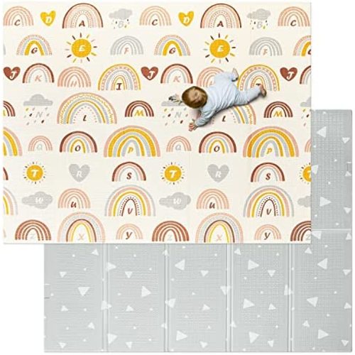 Baby Play Mat, Extra Large Foldable Foam Floor Play Mat for Babies,Toddlers, Infants, Upgraded Tear Proof Baby Crawling Mat, Reversible Waterproof Portable Playmat for Indoor Outdoor (71" x 79")