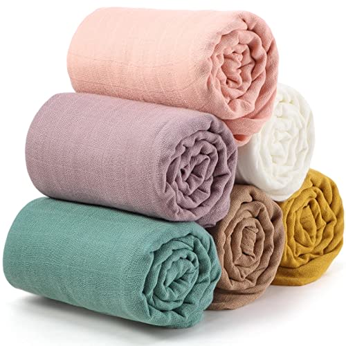 47 x 47 Inches Muslin Swaddle Blankets Cotton Newborn Receiving Blankets Breathable Colorful Baby Swaddle Soft Baby Registry Essentials Gift for Unisex Boy Girl(Bright Colors)
