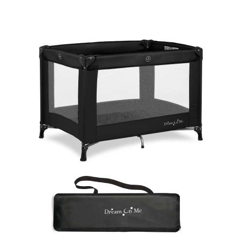 Dream On Me Nest Portable Foldable Baby Bed Playpen, Travel Play Yard with Carry Bag, Black