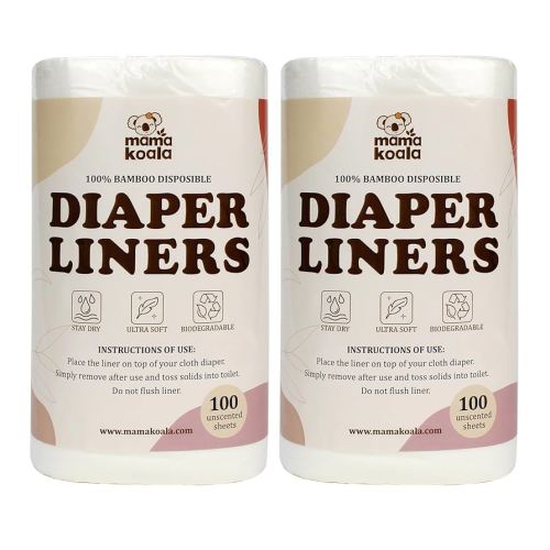Mama Koala Disposable Natural Diaper Liners for Cloth Diapers, 200 Sheets (2 Pack)