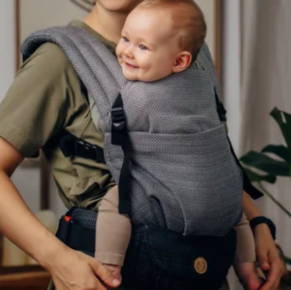 LennyLight Carrier, Standard Size, herringbone weave 100% cotton - LITTLE HERRINGBONE OMBRE GREY