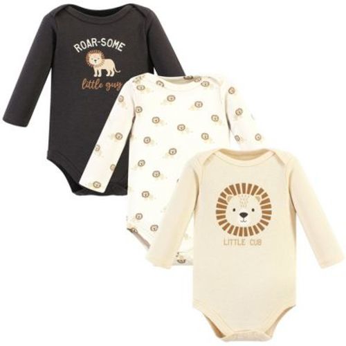 Hudson Baby Cotton Long-Sleeve Bodysuits, Brave Lion, Newborn
