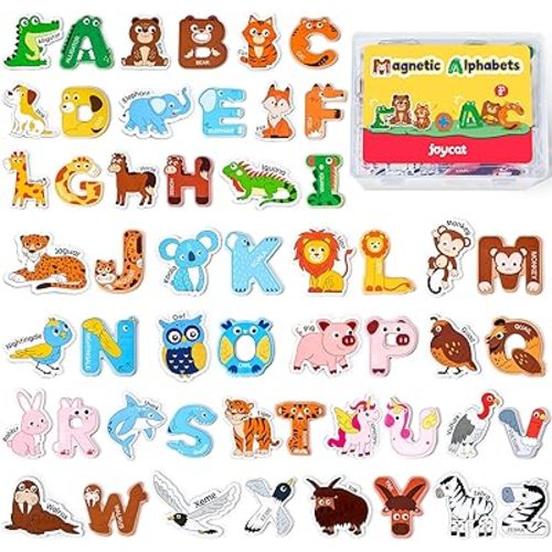 JoyCat Fridge Magnets for Toddlers – 26 Cute Animals & Uppercase Letters for Kids, Magnetic Alphabet Refrigerator Toys, Fun Educational Learning Gifts for Preschool 2 3 4 5 Years Old