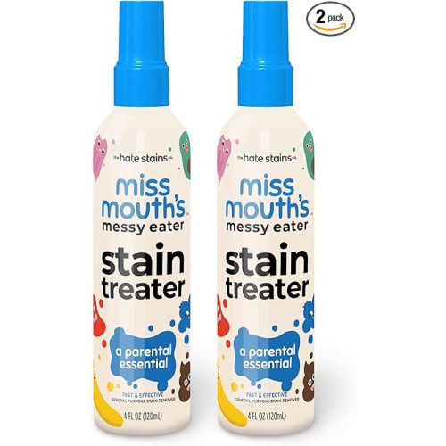 Miss Mouth's Messy Eater Stain Treater Spray - 4oz 2 Pack Stain Remover - Newborn & Baby Essentials - No Dry Cleaning Food, Grease, Coffee Off Laundry, Underwear, Fabric