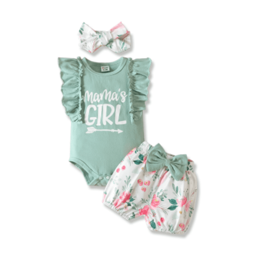 PatPat Baby Girl Outfit Set with Ruffle Bodysuit and Floral Bloomers Gift for Easter 0-3 Months