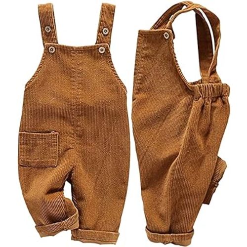 Mornyray Toddler Boy Girl Soft Corduroy Suspender Pants Kids Overalls Loose Retro