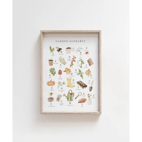 Garden Alphabet | Watercolor Nursery Art | Garden ABC Print | Playroom Decor | Nursery Decor | Kids Room Wall Art | Montessori | Homeschool