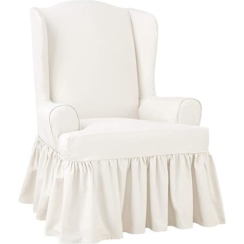 SureFit Essential Twill Parent Listing (Wing Chair, White)
