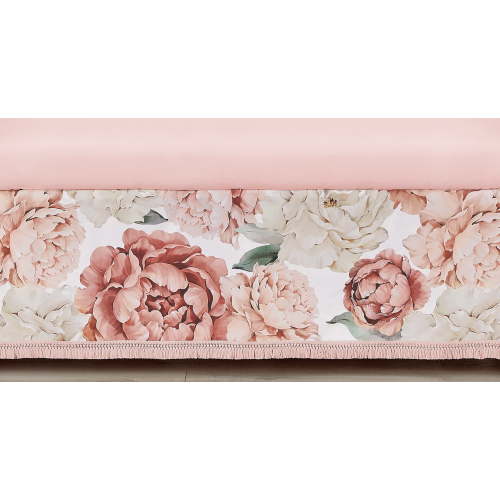 Peony Floral Garden Pink and Ivory Dust Ruffle Crib - Fringe Skirt Girl by Sweet Jojo Designs