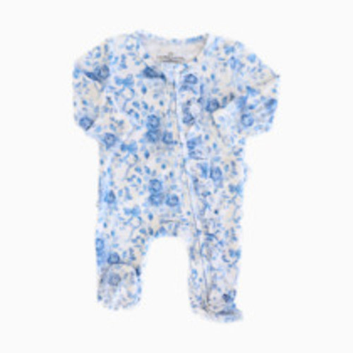Caden Lane Ruffle Zipper Footie - Betsy's Blooms, 0-3 M
