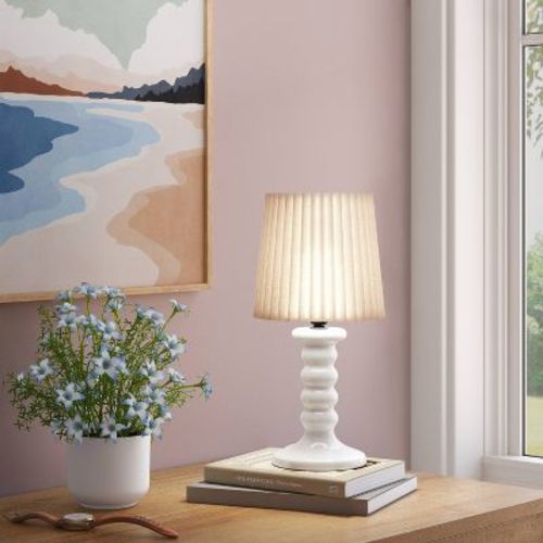 Mini Stick Table Lamp with Pleated Shade Blue - Room Essentials™