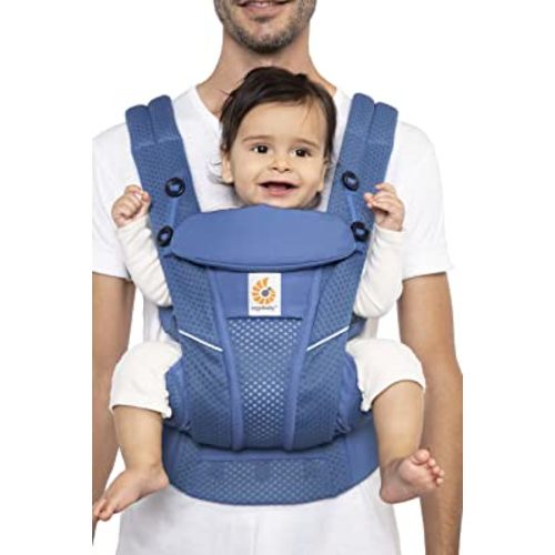 Ergobaby Omni Breeze All Carry Positions Breathable Mesh Baby Carrier Newborn to Toddler with Enhanced Lumbar Support & Airflow (7-45 Lb), Sapphire Blue