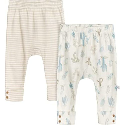 Just Born Unisex Baby 2-Pack Pants, Cactus, 6-9 Months