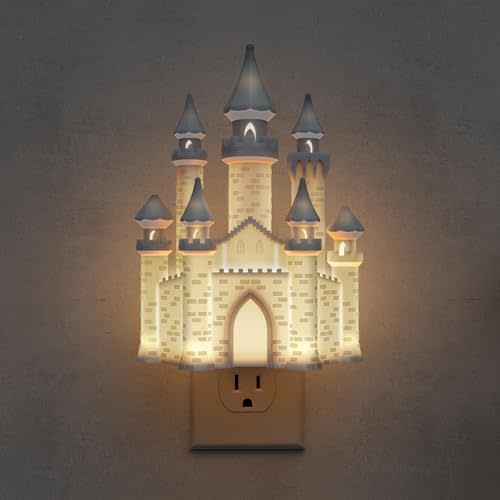 L LOHAS LED 3D Castle Night Lights Plug into Wall, Night Light for Kids, Built-in Dusk to Dawn Sensor, Dimmable Night Light for Kids Room Bedroom Bathroom Hallway, 3000K Soft White