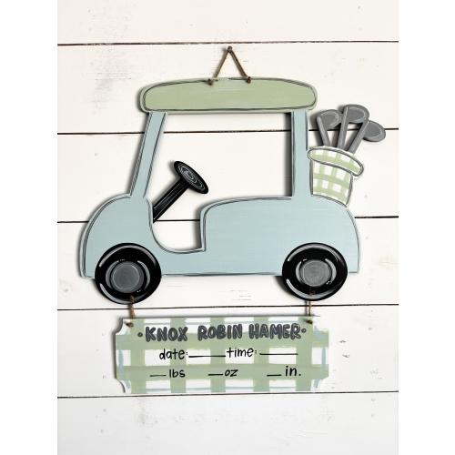 hospital door hanger for boys // pastel golf cart // golf nursery // custom nursery name sign