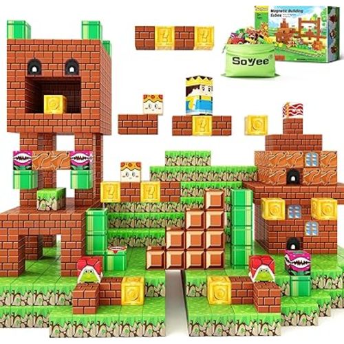 Soyee Magnetic Blocks Building Toys - Build Mine Magnet World Set Toddler Kids Sensory Toys for Boys & Girls Ages 3-5 5-7 8-12, 1'' Magnetic Cubes Game for Boys