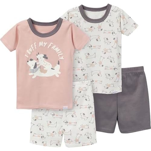 Gerber Baby Girls' Toddler Snug Fit 4-Piece Pajama Set