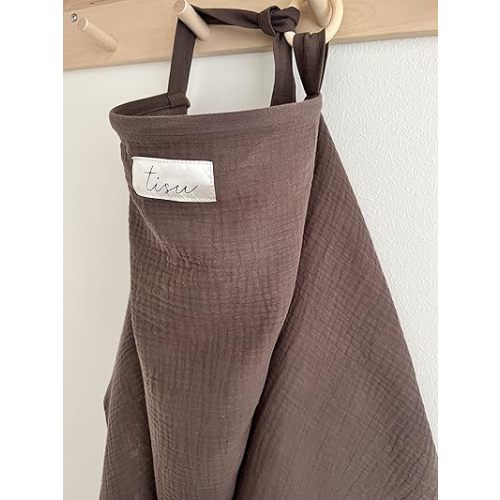 Nursing Cover for Baby Breastfeeding & Pumping | Multi Use Car Seat Stroller Cover | Breathable Soft Muslin Cotton | Breast Feeding Apron & Shawl by TISU (Dark Brown (Neutral))
