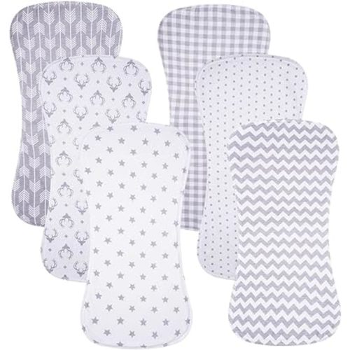 Gelisite 6 Pack Cotton Baby Burp Cloths Extra Absorbent Soft for Baby Boys and Girls (Grey03)