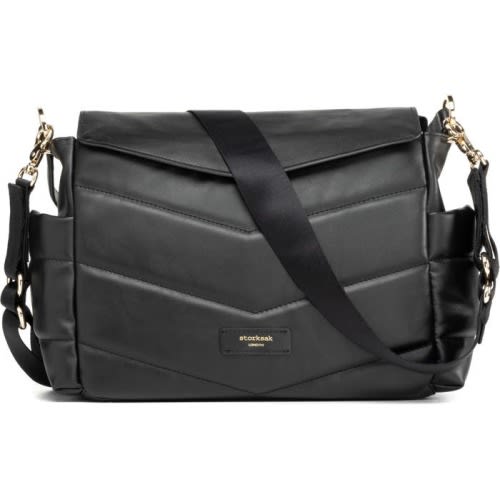 Storksak Aria Leather Diaper/Stroller Bag, Black
