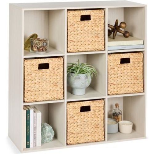 Best Choice Products 9-Cube Bookshelf, 13.5in Display Storage System, Organizer w/ Removable Back Panels - Whitewash