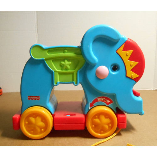 Fisher Price Peek a Boo Blocks Elephant Musical Pull Toy Works