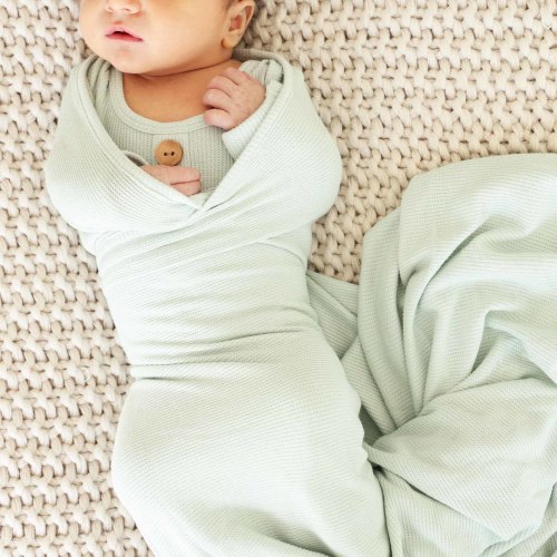 Pistachio Waffle Bamboo Oversized Swaddle Blanket