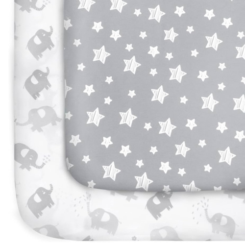 Amazon.com : Pack and Play Sheets, 2 Pack Mini Crib Sheets, Stretchy Playard Fitted Sheet, Compatible with Graco Pack n Play, Soft and Breathable Material, Stars & Bunny : Baby