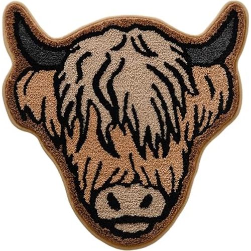 Highland Cow Bathroom Rug 27x27 Inch, Farmhouse Soft and Absorbent Tufted Bath Mat Non Slip Washable, Western Bathroom Decor Rug Highland Cow Gifts