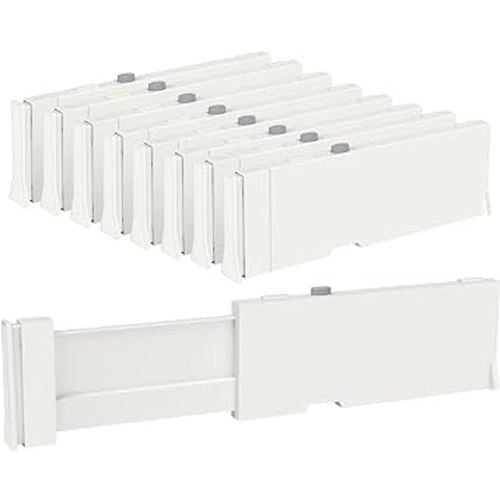 Vtopmart Drawer Dividers for Clothes 8 Pack, Adjustable 4" High Expandable from 11.6"-17" Dresser Drawer Organizer, Plastic Drawers Separators for Dresser, Baby Clothes, Kitchen and Office Storage