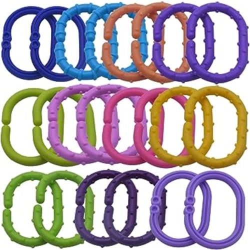 COLVWOFA Baby Toys Links-to-Go Car Seat and Hanging Stroller Ring Toy, Larger Connecting Ring Travel Accessory Set