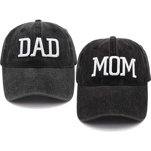 NDLBS Mom and Dad Hats Funny Birthday Gifts for Mom and Dad Embroidered Adjustable Baseball Cap Christmas Xmas Gift for Couples Parents