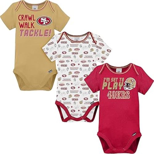 Gerber NFL unisex-baby Nfl Team 3 Pack Short Sleeve Onesie Bodysuit