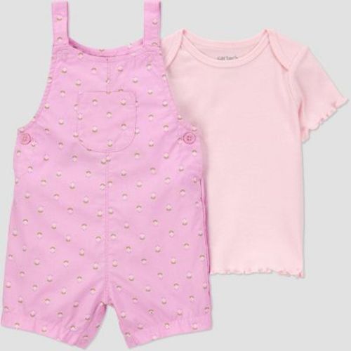 Carter's Just One You® Baby Girls' Geo Shortalls - Purple 18M: Cotton Sleeveless Romper, Floral Pattern