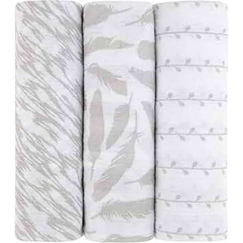 Ely's & Co. Muslin Swaddle Blanket 100% Soft Muslin Cotton 3 Pack 47"x 47" Classic Grey Combo Unisex for Baby Girl or Baby Boy