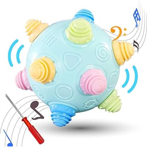 Bumble Ball for Babies,Crawling Sensory Toys for Toddlers,Baby Music Shake Preschool Toys,Dancing Interactive Sounds Infants Toy,Bouncing Learning Ball,Ideal Gift for Boys Girls (Blue)