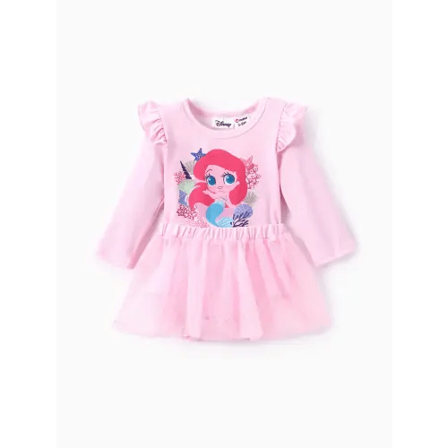 Disney Princess Baby Girl Ariel/Jasmine 2pcs Naia™ Ruffle romper with Mesh Skirts Set Only $24.99 PatPat US Mobile