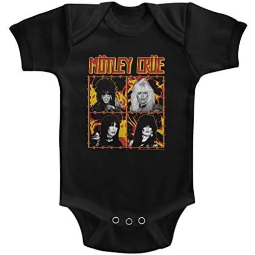 Motley Crue Heavy Metal Band Fire and Wire Band Portraits Infant Short Sleeve Bodysuit