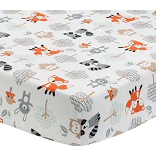 Bedtime Originals Woodland Friends Fitted Crib Sheet, Multicolor , 52x28x8 Inch (Pack of 1)