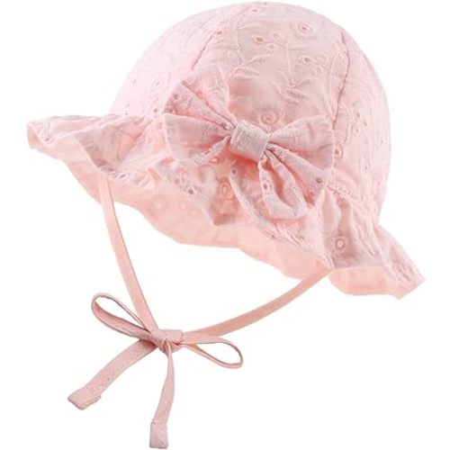JANGANNSA Bow Baby Girls Summer Hat Flower Toddler Girls Sun Hat Cotton Breathable Infant Hat