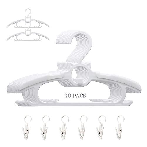 Gencuoir Baby Nursery Closet Hangers, Ultra Thin Non-Slip and Extendable Laundry Infant Pant Hanger for Newborn Clothes 30pcs11“-14‘’ Adjustable Children Coat Hanger for Girl Boy Toddler Kids Child