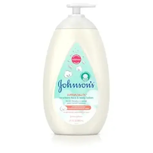 Johnson's CottonTouch Newborn Baby Face and Body Lotion, Hypoallergenic Moisturization for Baby's Skin, Made with Real Cotton, Paraben-Free, Sulfate-Free, Dye-Free, 27.1 fl. oz